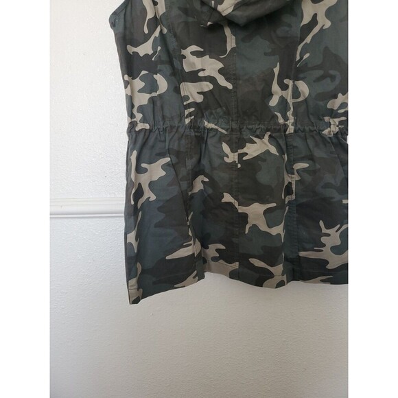 Active USA Womens Vest Small Camo Pockets Hooded Drawstring Waist Sleeveless - Picture 9 of 16